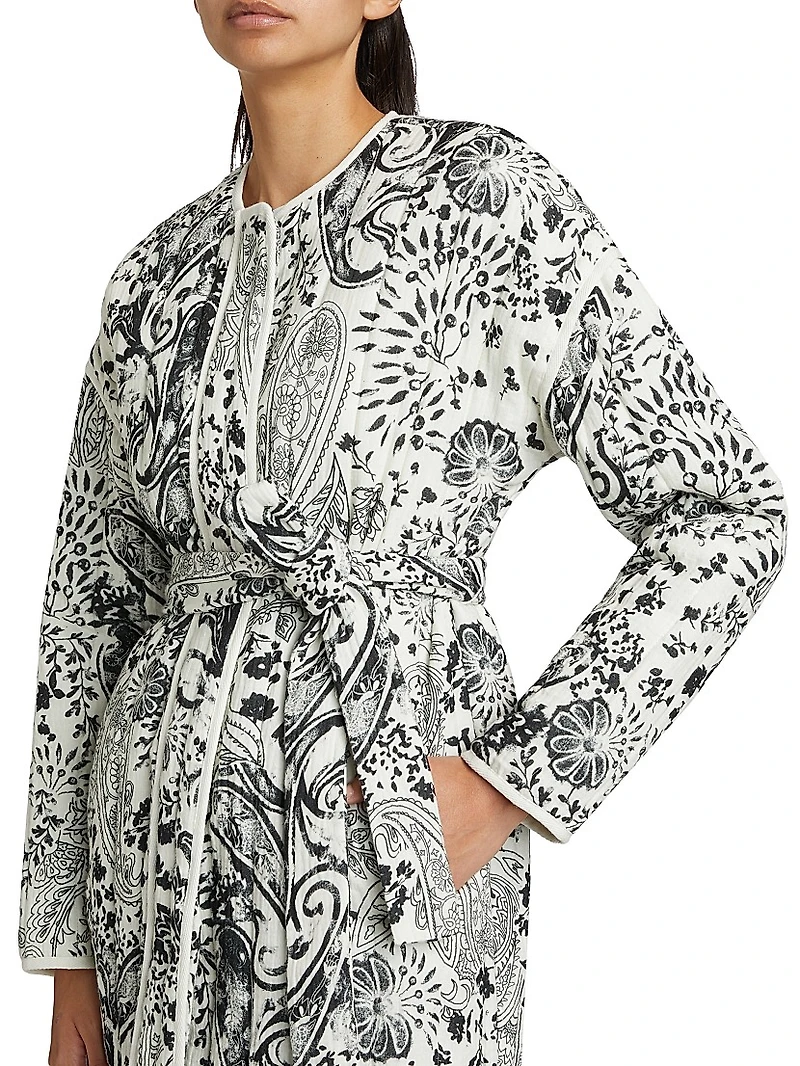Paisley Cotton Tie-Waist Jacket