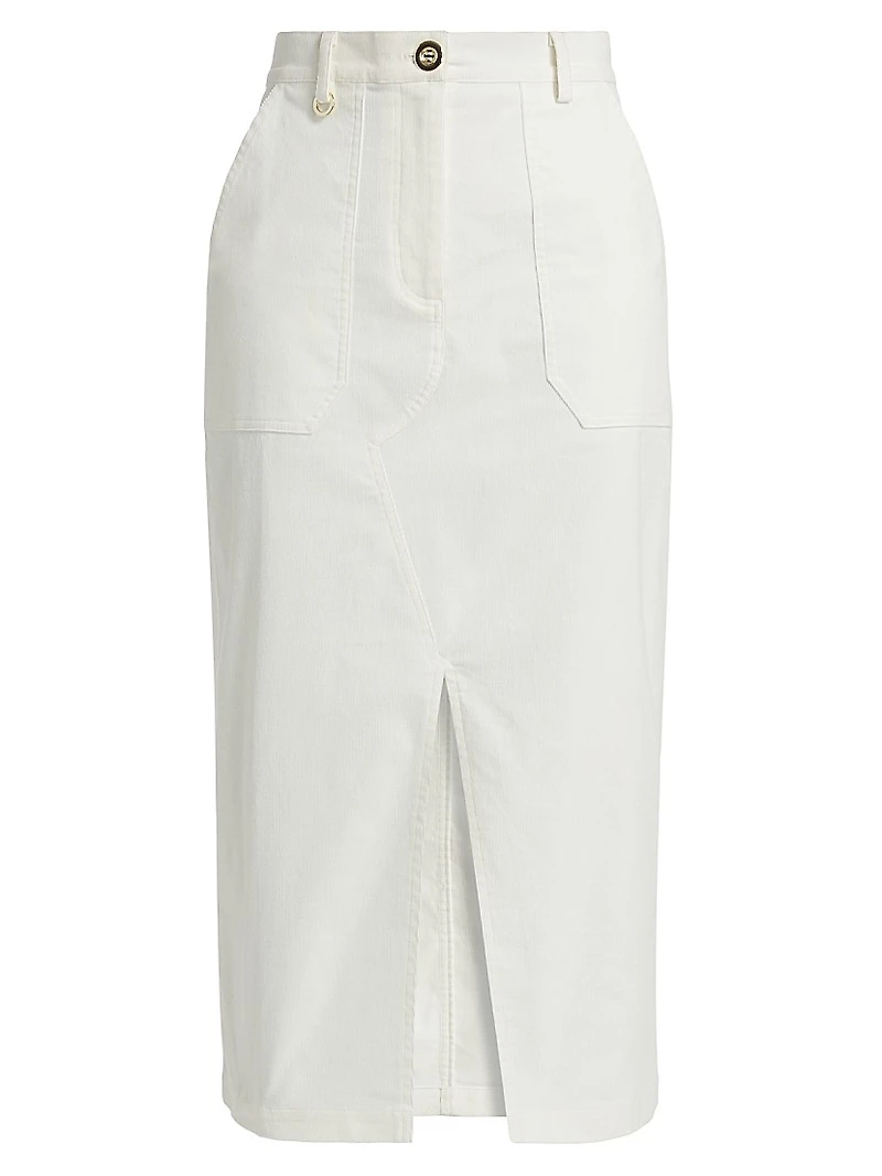 Stretch Corduroy Midi-Skirt