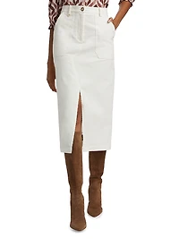 Stretch Corduroy Midi-Skirt