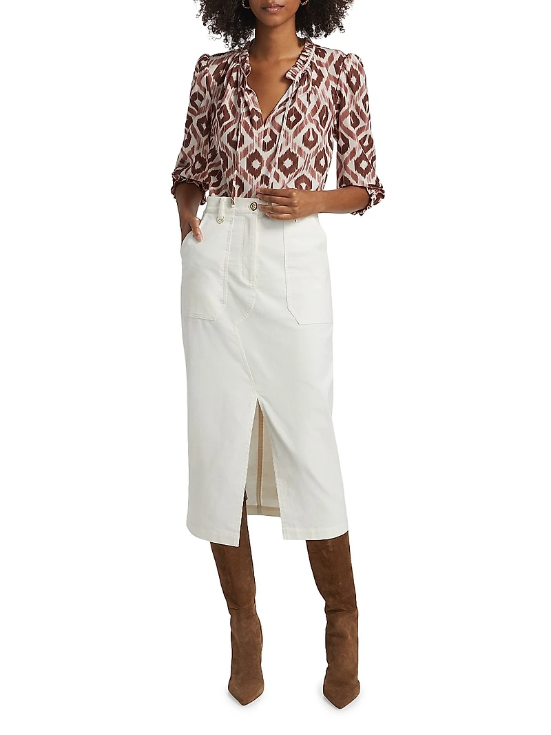 Stretch Corduroy Midi-Skirt