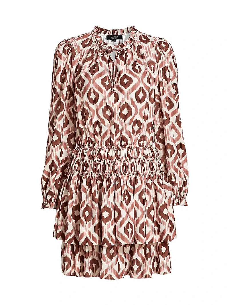 Ikat Smocked-Waist Minidress