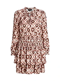 Ikat Smocked-Waist Minidress