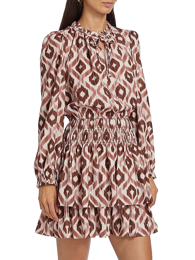 Ikat Smocked-Waist Minidress