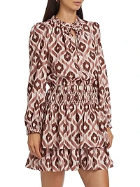 Ikat Smocked-Waist Minidress