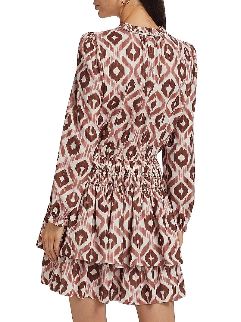 Ikat Smocked-Waist Minidress