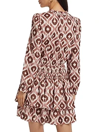 Ikat Smocked-Waist Minidress