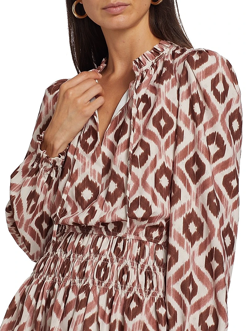 Ikat Smocked-Waist Minidress