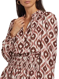 Ikat Smocked-Waist Minidress