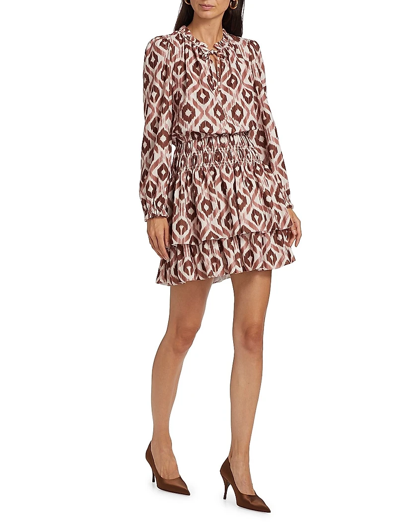Ikat Smocked-Waist Minidress