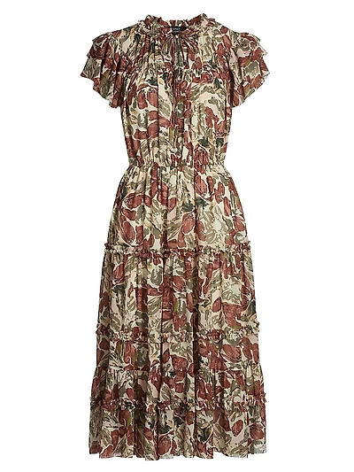 Painterly Tiered Ruffled Dress