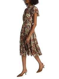 Painterly Tiered Ruffled Dress