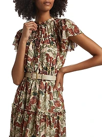 Painterly Tiered Ruffled Dress