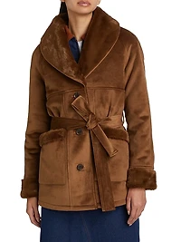 Belted Faux-Shearling Coat
