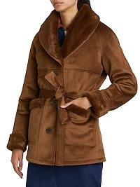 Belted Faux-Shearling Coat