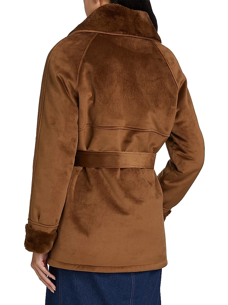 Belted Faux-Shearling Coat