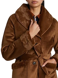 Belted Faux-Shearling Coat
