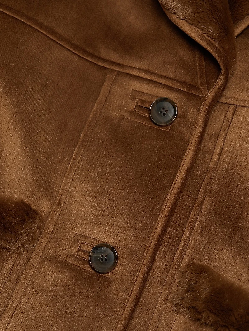 Belted Faux-Shearling Coat