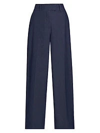 Stretch Denim Wide-Leg Pants