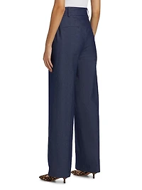 Stretch Denim Wide-Leg Pants