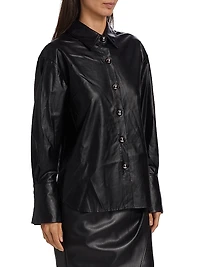 Faux-Leather Button-Front Shirt