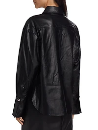Faux-Leather Button-Front Shirt