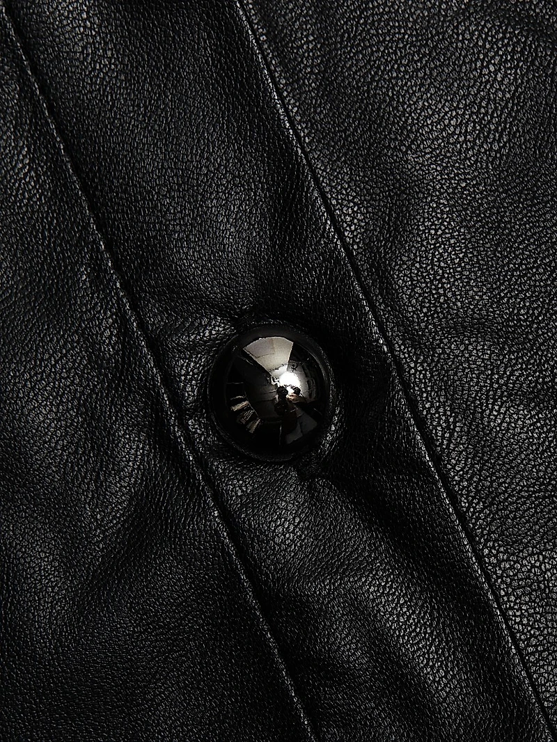 Faux-Leather Button-Front Shirt
