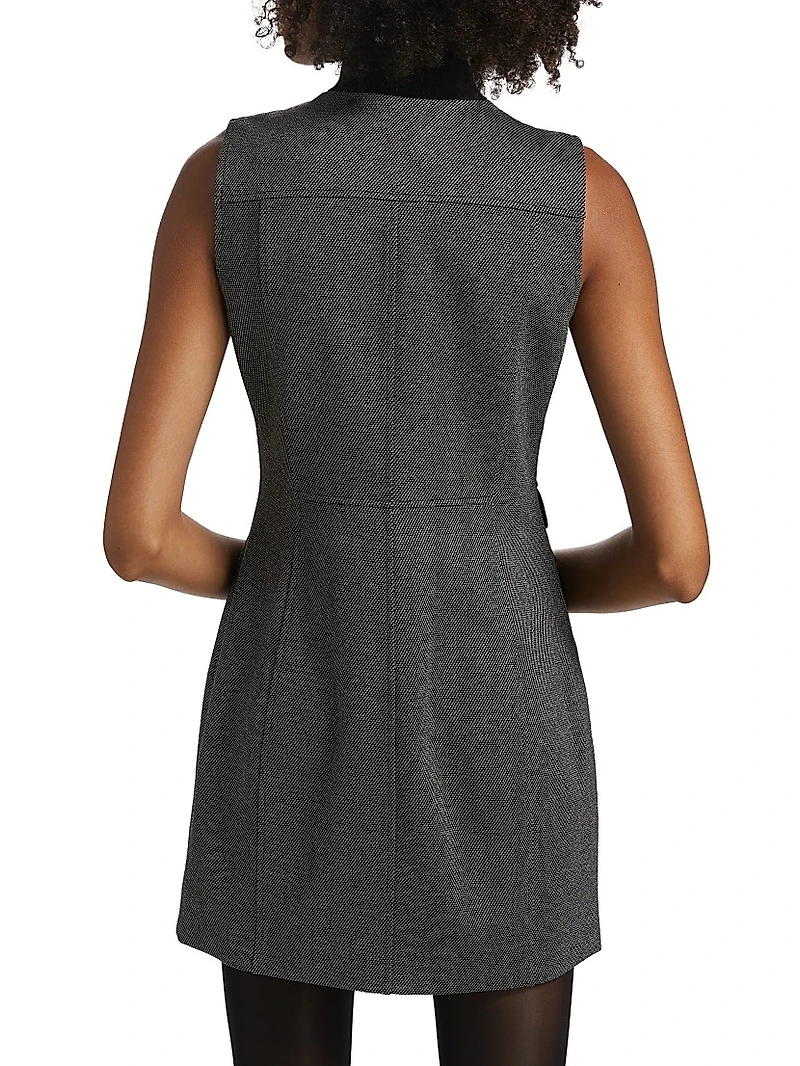 Velvet-Trim Sleeveless Sheath Minidress