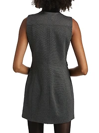 Velvet-Trim Sleeveless Sheath Minidress
