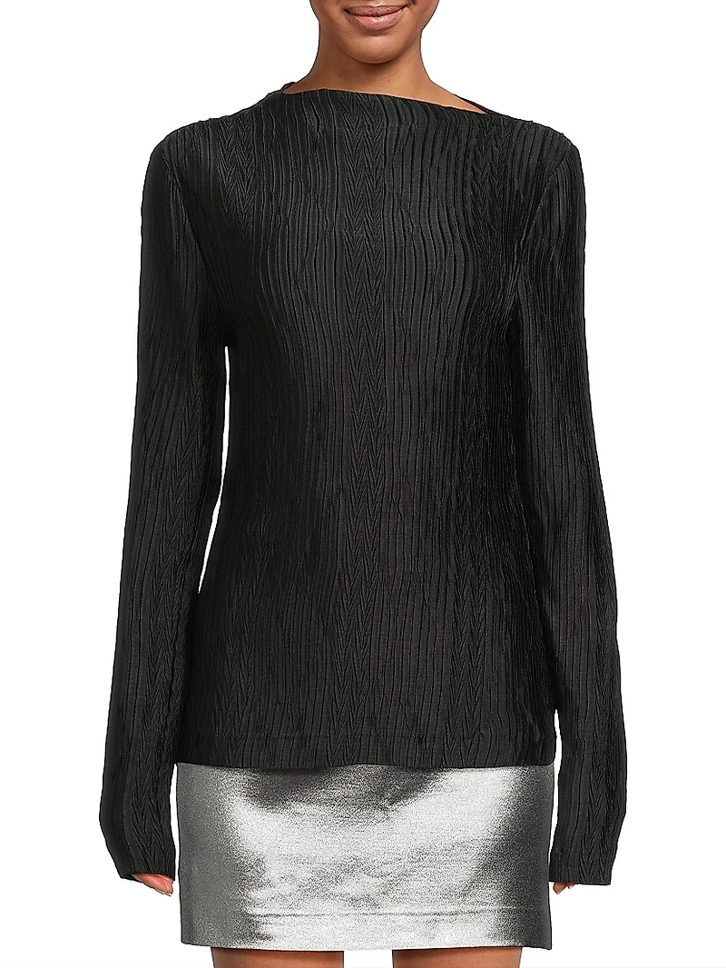 Sidonie Moiré Long-Sleeve Top