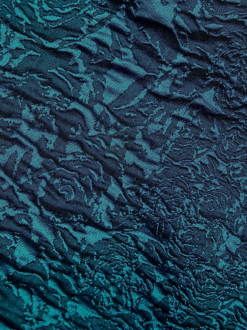 Floral Jacquard Balloon-Sleeve Dress