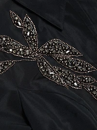 Embellished Taffeta Self-Belt Midi-Shirtdress