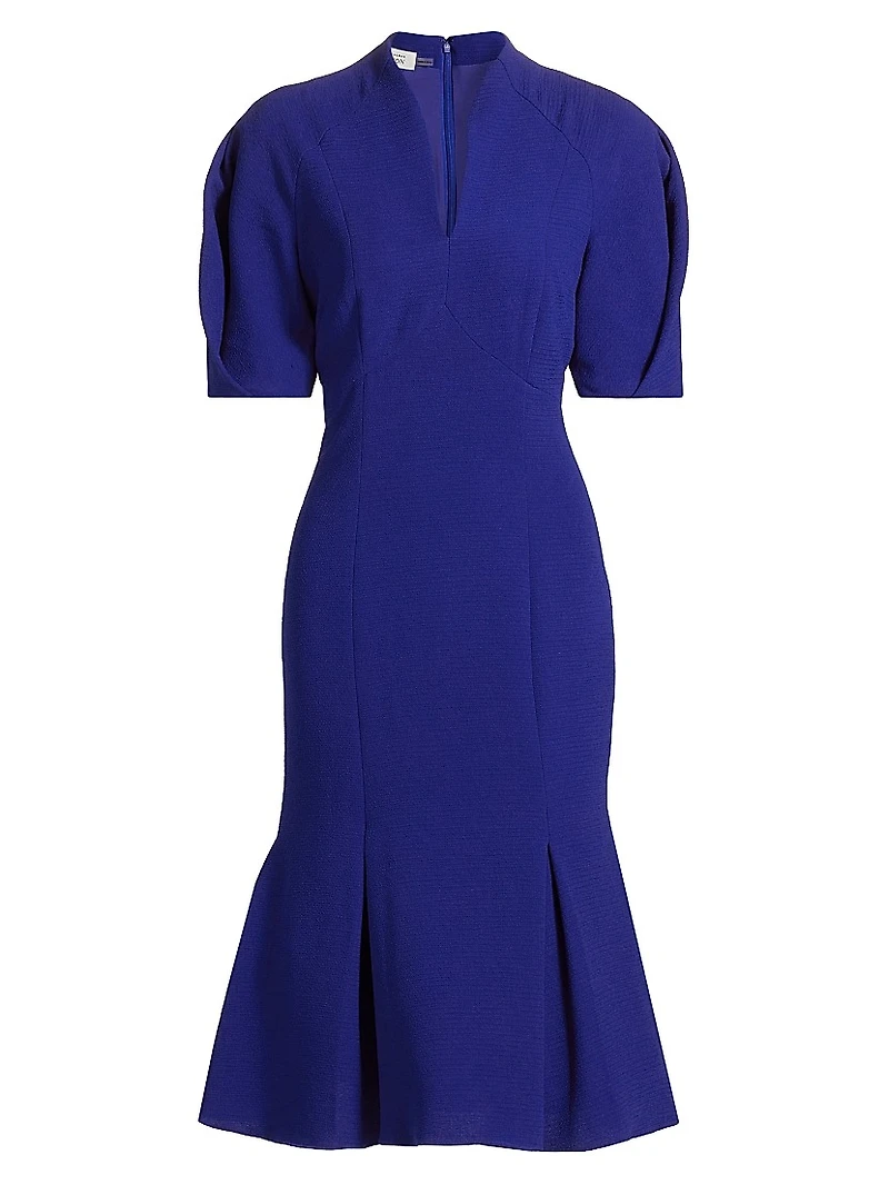 Stretch Crepe V-Neck Midi-Dress