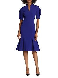 Stretch Crepe V-Neck Midi-Dress