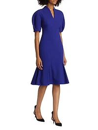 Stretch Crepe V-Neck Midi-Dress