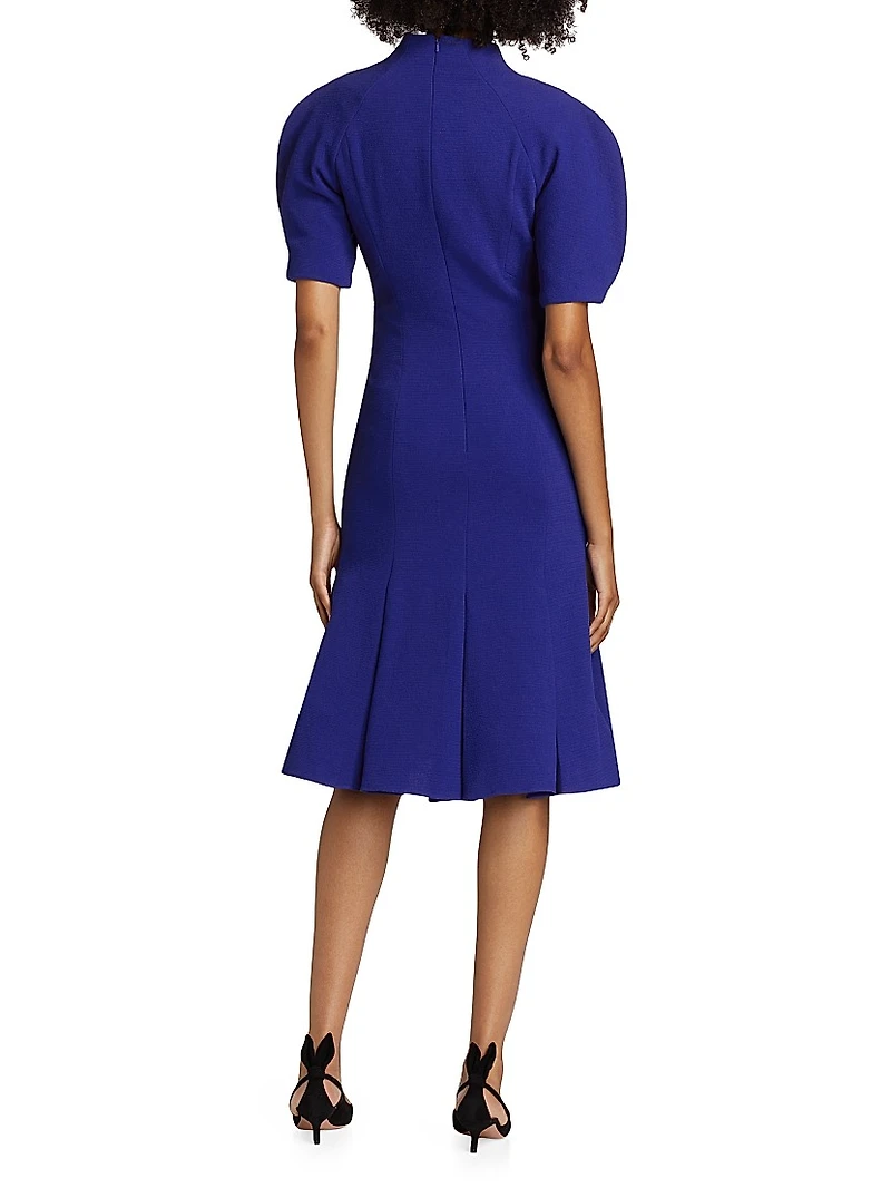 Stretch Crepe V-Neck Midi-Dress