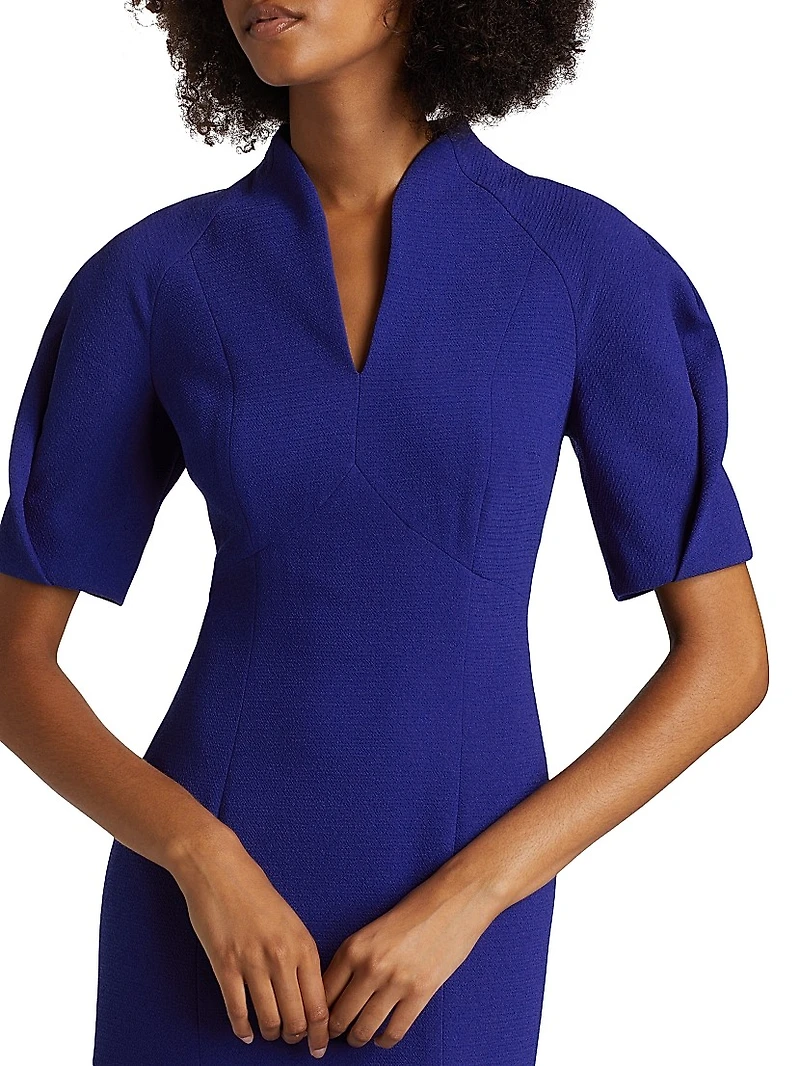 Stretch Crepe V-Neck Midi-Dress