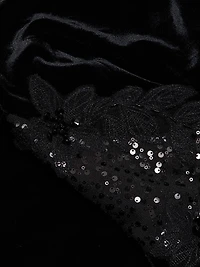 Embellished & Embroidered Stretch Velvet Gown