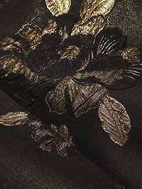 Floral Metallic Jacquard Ruffled One-Shoulder Cocktail Dress