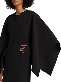 Brooch-Embellished Crepe Gown