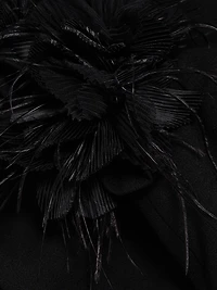 Feather-Embellished Crepe Off-The-Shoulder Gown