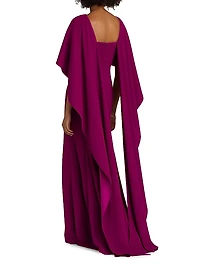 Crepe-Satin Cape Gown