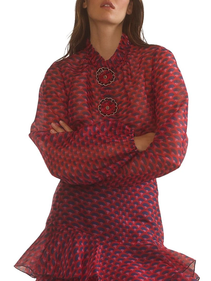 Flower Silk Organza Blouse