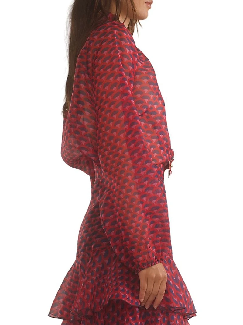 Flower Silk Organza Blouse