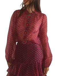 Flower Silk Organza Blouse