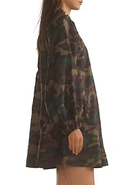 Camouflage Print Silk Taffeta Minidress