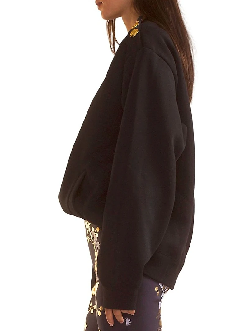 Cotton-Blend Button-Shoulder Sweatshirt