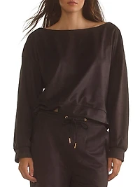 Faux Suede Boatneck Top