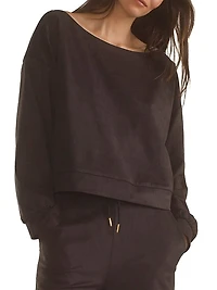 Faux Suede Boatneck Top