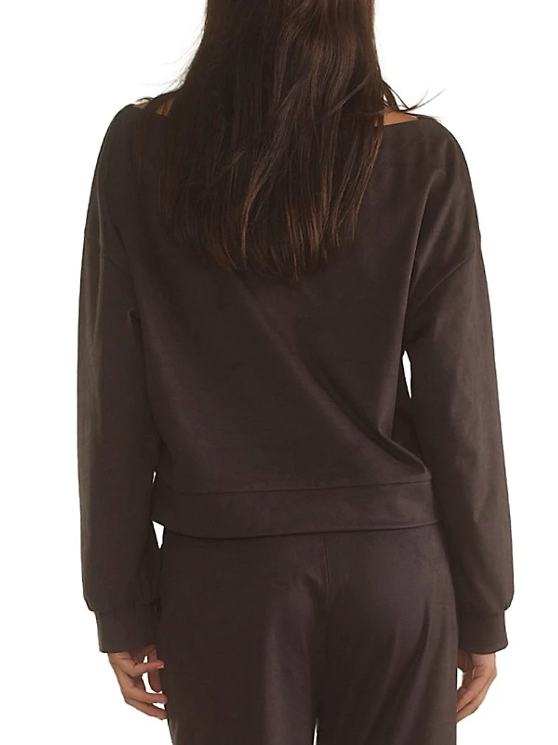 Faux Suede Boatneck Top