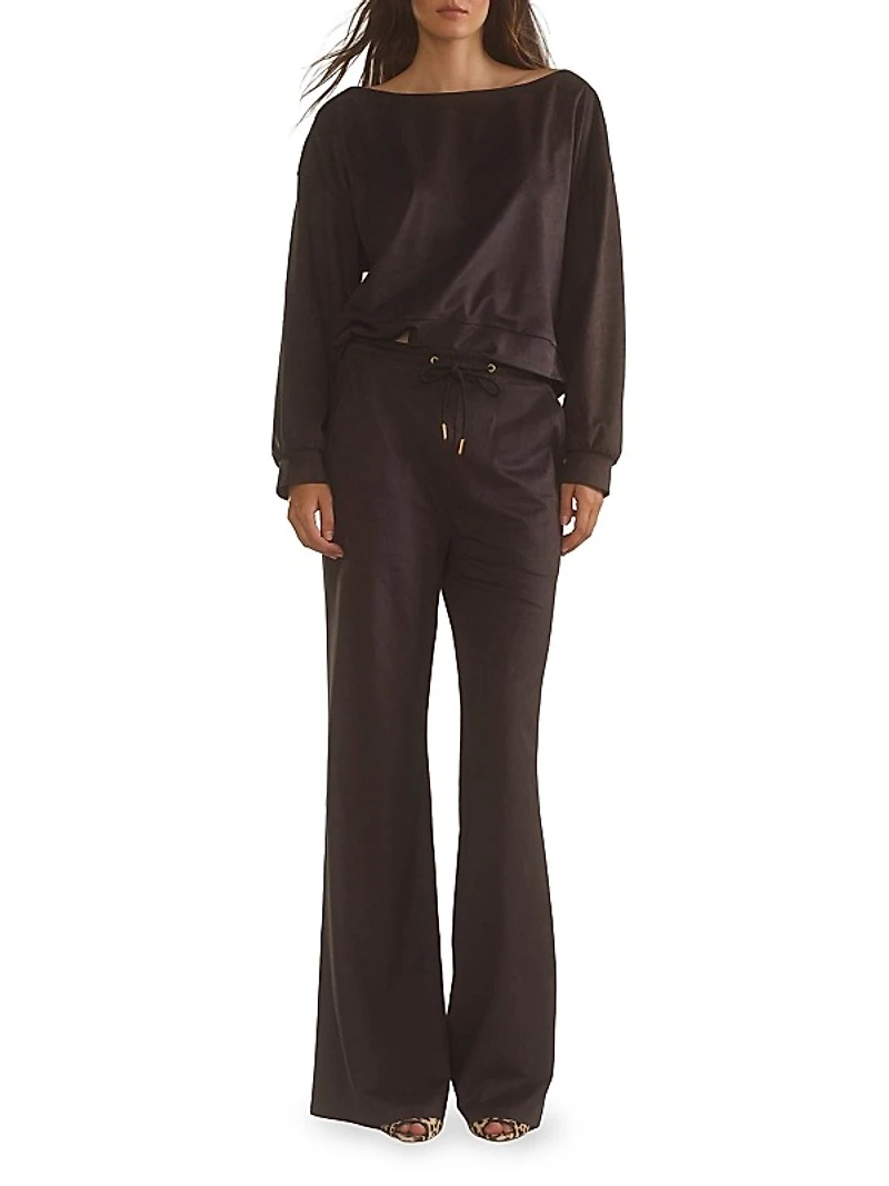 Faux Suede Boatneck Top